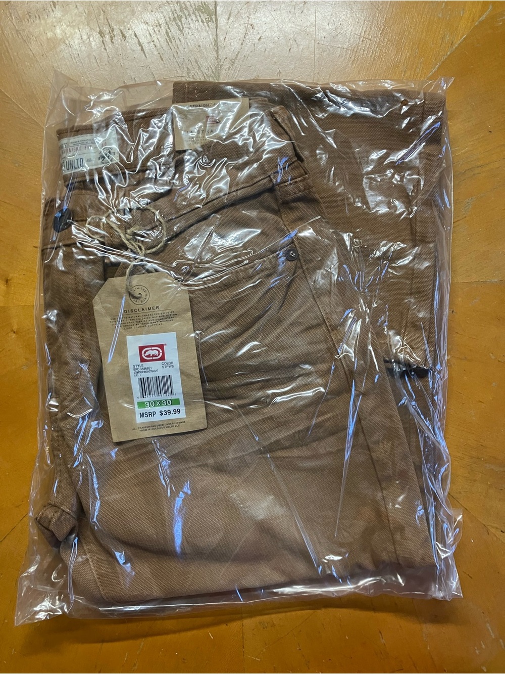 NWT Ecko Unltd Stimpson Wash Straight Canvas Pants 30x30